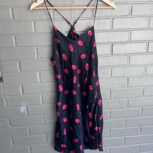 Vintage 100% Silk Hugs & Kisses Chemise Nightgown Slip Gown Nightie Lingerie M